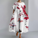 Naiste mood gradienttr&uuml;kiga &uuml;markaelus l&uuml;hikeste varrukatega avara suur taskukleit L beež