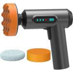Juhtmevaba auto poleerimismasina komplekt, kaasaskantav poleerimismasin koos poleerimispatjadega vahatamiseks, 2000mah liitiumakuga harjadeta poleerimismasin 17.4*15.6*4.1cm must