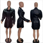 MAITA 2021 uus naiste moe s&uuml;gistalv pluss sametise v&ouml;&ouml;kohaga &otilde;huke nahast Midi-mantel koos v&ouml;&ouml;ga XXL must