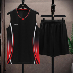 Spordikost&uuml;&uuml;m Meeste Jooksu- ja Fitnessriided Hingav L&uuml;hikeste Varrukatega J&auml;&auml;siidist T-s&auml;rk Kiiresti Kuivav Vest Kaheosaline Komplekt XXXXXL