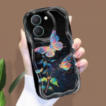 Armas koomiksimustriga kreemjas tekstuuriga korpus, lainelise servaga pehme silikoonkaanega telefoni&uuml;mbris Vivo jaoks Vivo Y21T valge