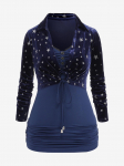 Rosegal Plus Size Ruched Lace Trim N&ouml;&ouml;bid Cami Top ja h&otilde;bedased stantsitud t&auml;hed Print Crop Top