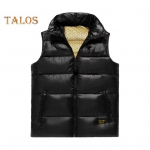 Meeste termovest mantel, krae, varrukateta lukuga suletav taskutega vest Kuldse kirjatr&uuml;kiga vestimantel M must