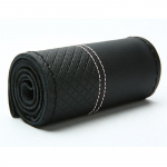 Ehtsast nahast auto rooliratta kate DIY punutud &uuml;mbris ja n&otilde;elad sobivad 38 cm l&auml;bim&otilde;&otilde;duga