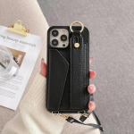 Ring Crossbody randmepaela rahakoti nahast kate iPhone 15 14 13 12 11 Pro Max telefoni&uuml;mbris kaardipesa hoidja kaelapaelaga  IPhone 14Pro Max must