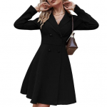 S&uuml;gistalvine naiste jope, kaherealine A-line Slim Fit, alla keeratav krae, kitsas v&ouml;&ouml;koht puhas XL must