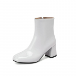 Suur suurus 48 49 50 Patent PU nahast rohelised kollased talvekingad Naistele L&auml;ikivad kandilised paksud k&otilde;rged kontsad soojad pahkluu Chelsea saapad 39 valge