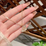 H&otilde;lmikpuu biloba kaelakee naiste kerge luksuslik temperamendiga lehtedest roostevabast terasest rangluu kett S&uuml;gis lehtede kaelakett