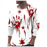 Bloody Letter I'm Fine Halloween Print pikkade varrukatega T-s&auml;rk Meeste mood vabaaja Halloweeni meeste &uuml;mara kaelusega pullover XL