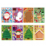 8 tk/komplekt J&otilde;ulud isetegemine Koosta puslekleebis M&auml;nguasjad Armsad j&otilde;uluvana j&otilde;ulupuu sokid Multifilmi kleebised Laste n&auml;o kleebised Vanem-laps 8pcs