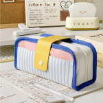 Retro tabav v&auml;rviline pliiatsikott pliiatsi&uuml;mbris, PU- ja l&otilde;uenditaskuga kirjatarvete hoiukott