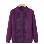 Kevad-s&uuml;gis keskealiste eakate naiste kampsun &otilde;huke kardigan jakid vabaaja pikkade varrukatega mantlid naiste kootud kampsun M lilla