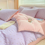 Kerge luksuslik pestud puuvillane ja linane neljaosaline tekikate &Uuml;heinimesevoodi voodilina kolmeosaline voodi kodu 1.5m bed