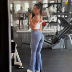 Naiste k&otilde;rge v&ouml;&ouml;kohaga kitsad p&uuml;ksid joogap&uuml;ksid Stretch Fitness sport vabaaja p&uuml;ksid XS sinine