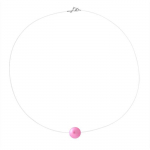PERLINEA - Collier Perle de Culture d'Eau Douce AAA+ - Ronde 9-10 mm - Rose Fushia - Argent 925 Milli&egrave;mes - Bijoux Femme