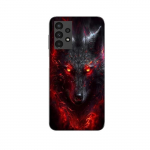 Coque Maniacase pour Samsung Galaxy A13 4g Loup noir feu rouge