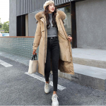 Uued Naiste Pikad Joped S&uuml;gis Talv &Uuml;hev&auml;rvilised Eemaldatava Pl&uuml;&uuml;sist Voodriga Naiste Parkad Kapuutsiga Karvase Kraega Paks Mantel Puhvjope M