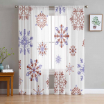 J&otilde;ulukiri Lumehelbed Kardinad elutuppa Magamistoa Kodukaunistus Aken Voile t&uuml;llkardinad W135 x H114cm