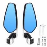 Mootorratta tahavaatepeeglid peegeldusvastane sinine klaas lainurk k&auml;epideme otsa k&uuml;ljepeegel universaalne 7/8 22mm juhtraud 360&deg; p&ouml;&ouml;ratav Silver