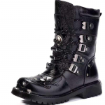 Mood Talv Meeste Mootorrattasaapad 2024 Uus Mood Keskmise S&auml;&auml;rega Gooti V&ouml;&ouml; Punk Saapad Meeste PU Nahast K&otilde;rge S&auml;&auml;rega Kingad Meeste Pl&uuml;&uuml;sist Botas 38