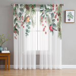 J&otilde;ulud eukal&uuml;ptimarjad Robin l&otilde;nga kardinaknad t&uuml;llkardinad elutoa jaoks k&ouml;&ouml;gi akna l&auml;bipaistvad voile kardinad W135 x H115cm x1&Rod Pocket