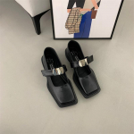 Prantsuse-Briti stiilis v&auml;ikesed nahkkingad, naiste pandlaga ruudukujulised Mary Jane kingad, kevad- ja suvekleit, kingad 35 hall v&auml;rv