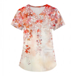 Naiste moodsad V-kaelusega l&uuml;hikeste varrukatega t&ouml;&ouml;r&otilde;ivad, taskutega, tr&uuml;kitud topid L armee roheline v&auml;rv