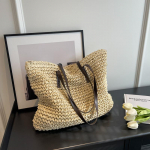 Luksusliku disainiga &otilde;lgedest kootud kandekotid naistele Suure mahutavusega &otilde;lakott Suvine uus suur ostuk&auml;ekott 42x36x4cm khaki