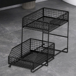 2 Tiers under Sink Organizers, Slide Out Cabinet Storage Bin Countertop Organizer L