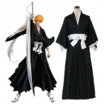 Anime Bleach Kost&uuml;&uuml;m Kurosaki ichigo Cosplay Meestele Jaapani Traditsiooniline Kimono T&auml;iskasvanutele Esituseshow Fantaasia Roll S