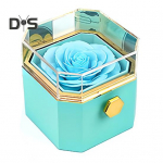 R&otilde;ngas ehtekarp konserveeritud roosilillega sahtli disainiga Kaasaskantav ehete organiseerija Forever Flowers Rose Kingitused emadep&auml;evaks s&otilde;brap&auml;evaks roosa