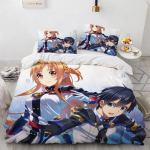 Sword Art Online Voodipesukomplekt Anime Tekikatted Kuningas Kuninganna Kahekohaline Kahekohaline Suurus T&auml;iskasvanud Lapsed Voodipesu &Uuml;hekohaline Kahekohaline Suurus Decor Kodu 135X200cm-2pcs