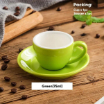 1 komplekt 75 ml v&auml;rviline keraamiline kohvitassi komplekt Espresso tassid Portselanist p&auml;rastl&otilde;unateetass Hommikus&ouml;&ouml;gi piimakruus Armsad keraamilised kruusid Joogin&otilde;ud 75ml roheline