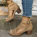 Naiste suvised vabaaja platvormiga sandaalid, &uuml;hev&auml;rvilised &otilde;&otilde;nsa disainiga ja lukuga suletavad k&otilde;rge kontsaga sandaalid 40 beež