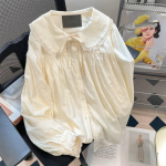 Kevad S&uuml;gis Naiste Magus Pitsiline Lilleline Allap&ouml;&ouml;ratava Kraega S&auml;rk Naine Pikkade Varrukatega Vabaaja Pluus Naised N&ouml;&ouml;biga S&auml;rgid M aprikoosi