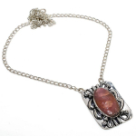 Rhodochrosite Handmade 925 Sterling Silver Jewelry Necklace 18 g9m56