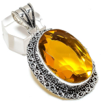 Natural Citrine Gemstone Handmade 925 Sterling Silver Jewelry Pendant 2.17 e7s01