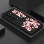 Roosa lillemustriga TPU pehme telefoni&uuml;mbris Samsung S25 Plus S24 FE S23 Ultra S22 A56 A16 A15 A55 A36 A06 A05 A35 A34 p&otilde;rutuskindel matt kaitseraud Samsung S25 must