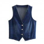 V-kaelusega &Uuml;hev&auml;rviline Naiste Vest Varrukateta &Uuml;he N&ouml;&ouml;biga Daami Denim Tank 2025 Vintage Mood Kitsas Kevad Suvi Naiste Vest S sinine