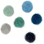 Pompons en laine feutr&eacute;e - Gris/Bleu - 1 cm - 60 pcs
