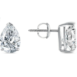 Jewels Prim 4 ct pirni-pisarakujulised k&otilde;rvar&otilde;ngad, naelad, t&auml;iskuld 14K valge kuld, kruviga kinnitus, korv 15MM h&otilde;be