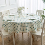 Paksenenud ruuduline puuvillane linane &uuml;mmargune p&otilde;hjamaade laudlina kangas. 180cm Round (For 120~130cm Diameter Table)