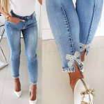Moodsad Skinny teksad naistele Suvised vabaaja p&uuml;ksid P&uuml;ksid Daamidele Vintage k&otilde;rge v&ouml;&ouml;kohaga teksad Naiste pleegitatud naiste pliiatsp&uuml;ksid XXL helesinine v&auml;rv