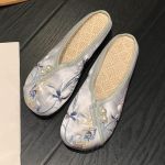 Suvine Uus Etniline Stiil Baotou Sandaalid Naiste Pehme Tald Han Element Retro Siidist Satiin Qipao Antiikne Hanfu Jalan&otilde;ud Naiste Sandaalid 39 gray