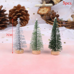 3 t&uuml;kki j&otilde;ulupuu minim&auml;nd puidust alusega DIY kodu lauaplaadi sisekujundus Miniatuurid S/L (7/9 cm )