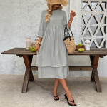 VEZFAA Naiste mood suvine kevadine &uuml;hev&auml;rviline print 1/2 varrukatega O-kaelusega vaba v&ouml;&ouml;kohaga vabaajakleidid S hall v&auml;rv