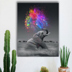 L&otilde;uend Seinakunst Loom Loominguline Graffiti Spray V&auml;rv Elevandi Plakat Must-valge Maaling Elutoa sisekujundus Ilma raamita 21*30cm