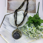 K&auml;sitsi valmistatud kootud riisihelmestest kaelakee Bohemian Vintage &uuml;mmargune kalliskivist ripats kaelakee vabaaja unisex kaela aksessuaarid