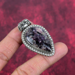 Charoite Handmade Gemstone Pendant, 925 Solid Sterling Silver Pendant Antique Jewelry, For Engagement Gift 1.97 Inches