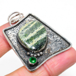 Banded Green Opal, Diopside 925 Sterling Silver Gift Pendant 2.05 s9g52